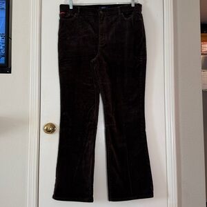 Chaps Denim Corduroy Pants Women 16 Brown Stretch Mid-Rise Classic Preppy